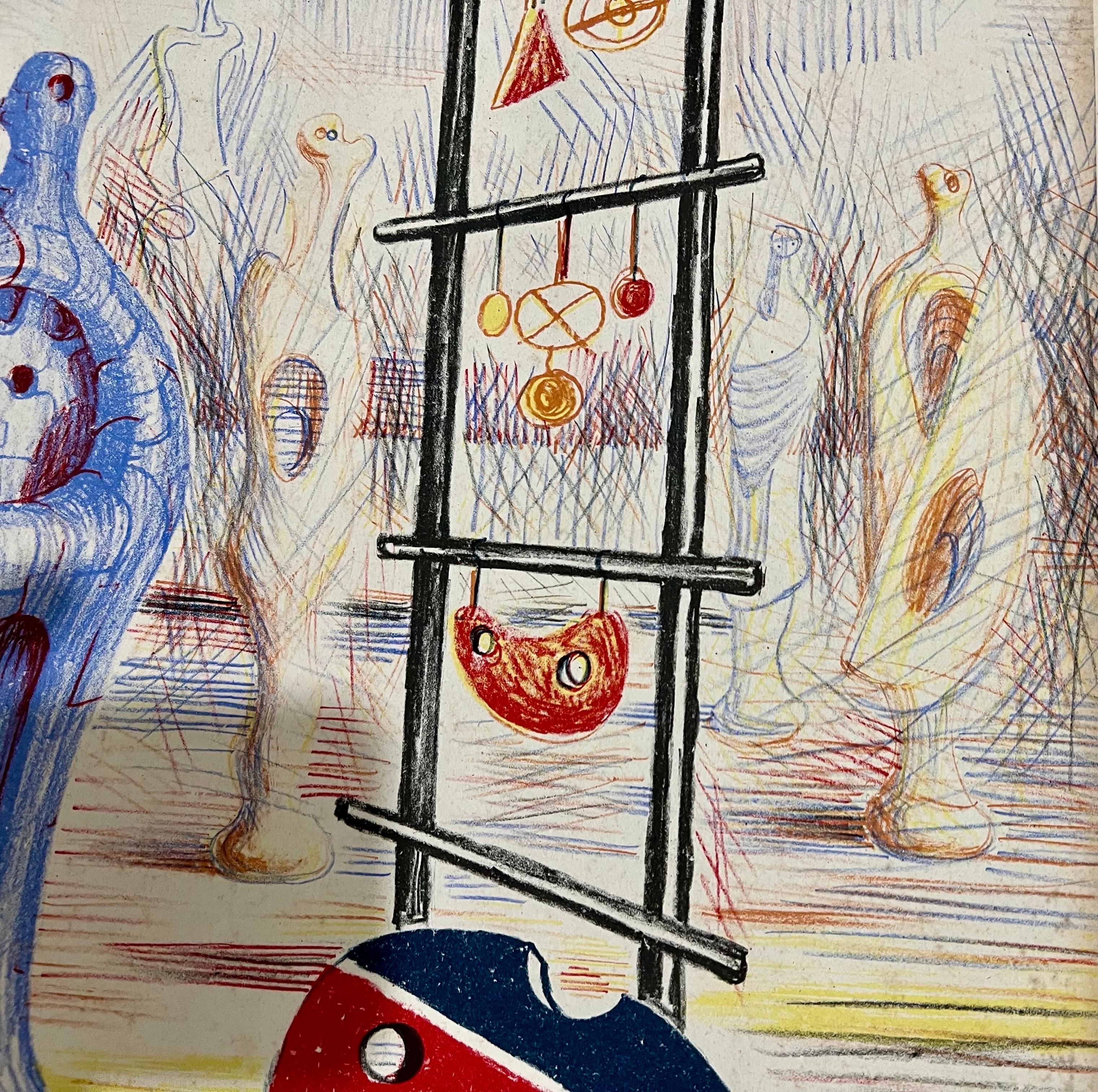 Henry Moore 1949 School Prints Rote Skulptur Lithographie „Skulptur-Objekte“ 7