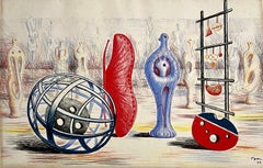Henry Moore 1949 School Prints Rote Skulptur Lithographie „Skulptur-Objekte“