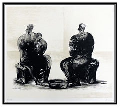 Henry Moore Color Lithograph Hand Signed Original Artwork Woman Nude Child RARE