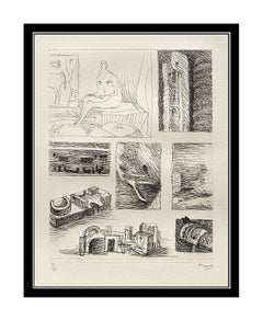 HENRY MOORE Etching HAND SIGNED Authentic Art Ideas For Bronze Sculpture Print