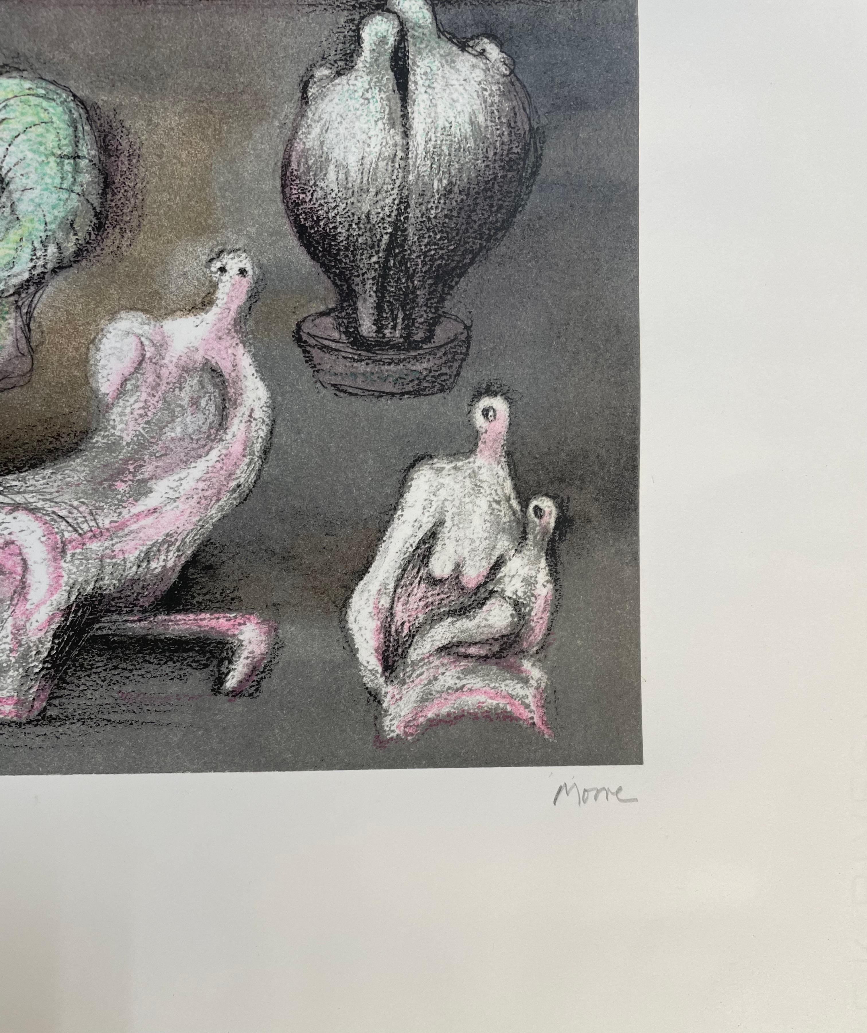 Henry Moore, « Five Ideas for Sculpture », lithographie originale, signée à la main en vente 1