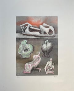 Henry Moore, "Five Ideas for Sculpture, " original lithograph, hand signed