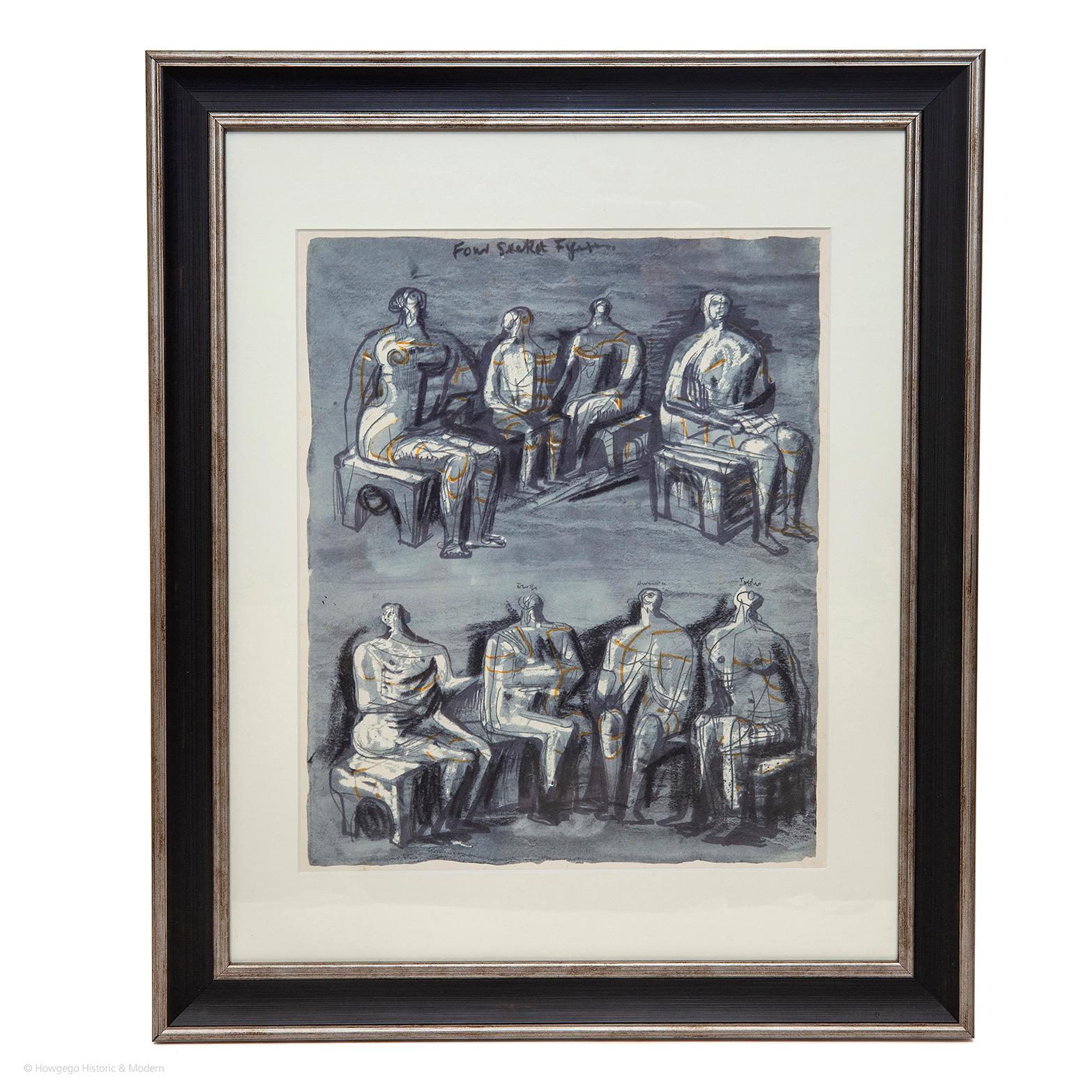 Henry Moore Four Seated Figures Off-set Lithograph 1958