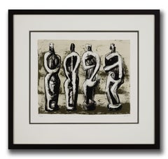 Henry Moore "Four Standing Figures" Signed Color Lithograph, 1978, Ed. 50