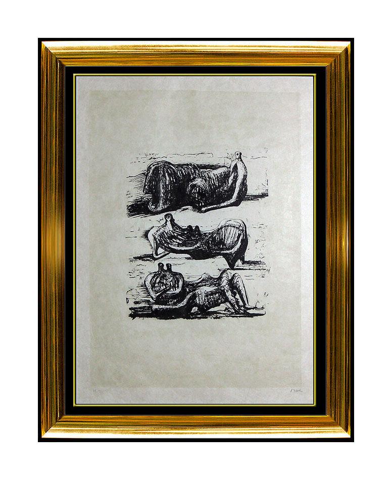 Henry Moore Original Color Lithograph with watercolor background, Custom Framed and listed with the Submit Best Offer option

Accepting Offers Now:  Up for sale here we have an Extremely Rare, Authentic, and Original Lithograph on paper with