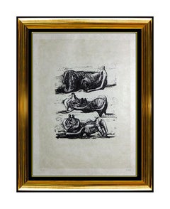 Henry Moore Lithograph HAND SIGNED Reclining Figures Sculpture Painting Bronze
