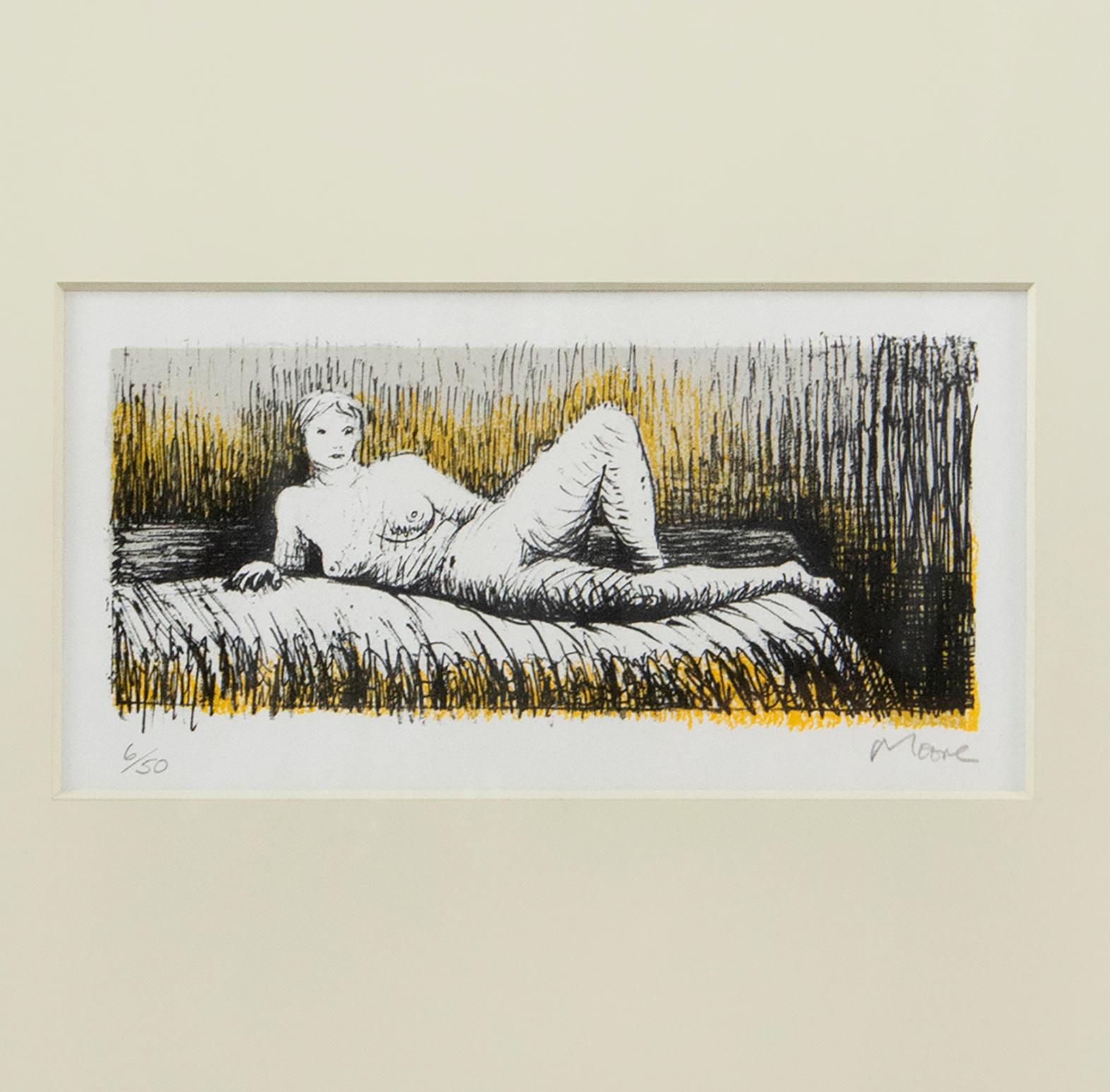 Nude - Beige Figurative Print by Henry Moore