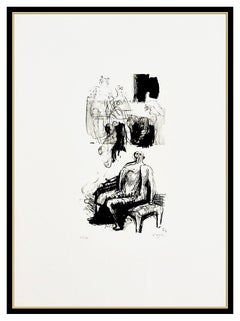 Henry Moore Original Lithograph Hand Signed Woman Seated Fireside Sculpture Art