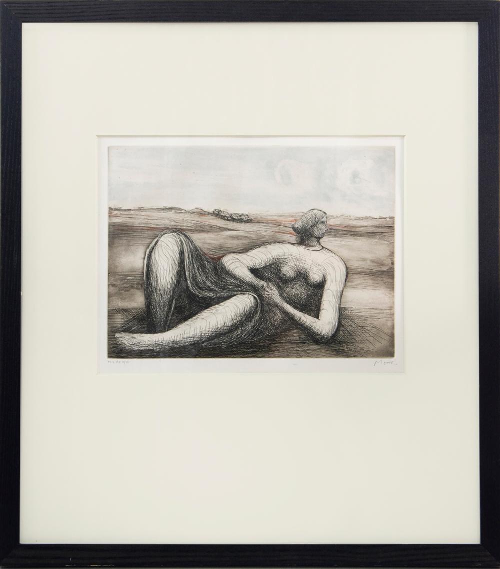 Reclining Figure - Beige Figurative Print by Henry Moore