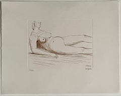 Henry Moore, "Reclining Figure, " original etching, hand signed 
