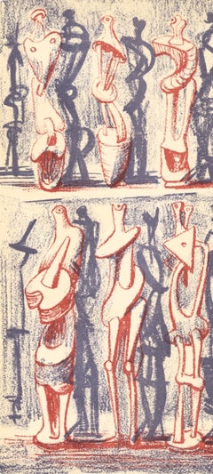 Henry Moore, Figuras de pie rojas y azules, de XXe Siecle, 1951