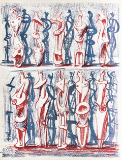A.A.Moore, Figures debout rouges et bleues, du XXe siècle, 1951