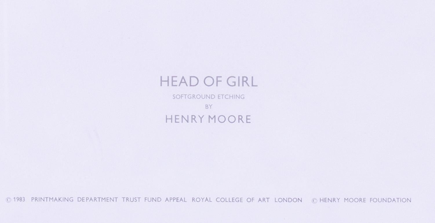 Henry Moore, signiert mit Bleistift, weiche Grundradierung eines Mädchens im Angebot 3