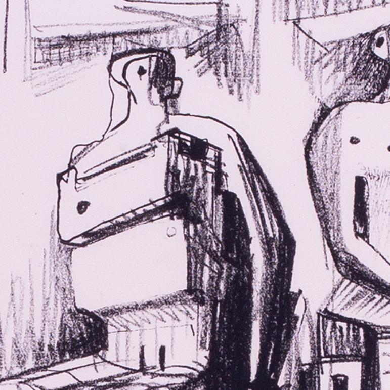 Henry Moore signed, numbered and dated lithograph, 2 seated figures, 1963 For Sale 4