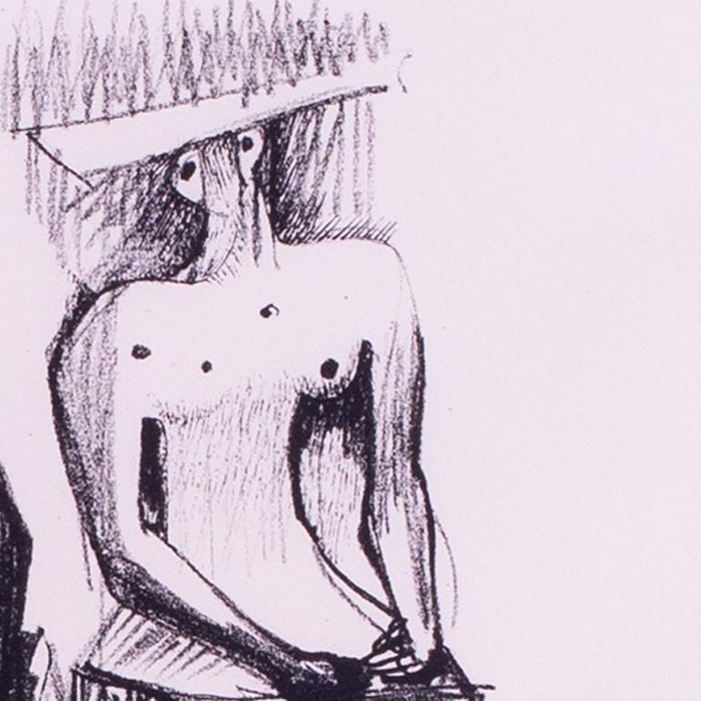 Henry Moore signed, numbered and dated lithograph, 2 seated figures, 1963 For Sale 5