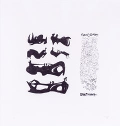 Henry Moore signed, numbered and dated lithograph 'silhouette figures', British