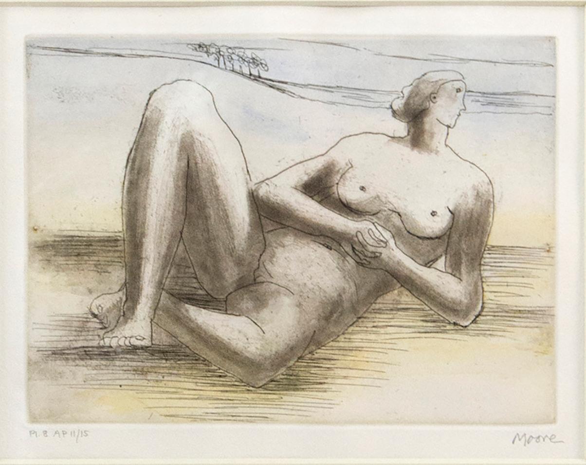 The Reclining Figure - Beige Figurative Print by Henry Moore