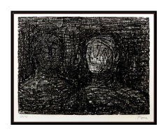 Henry Moore Thin Lips Armourer Lithograph Hand Signed Abstract Modern Artwork