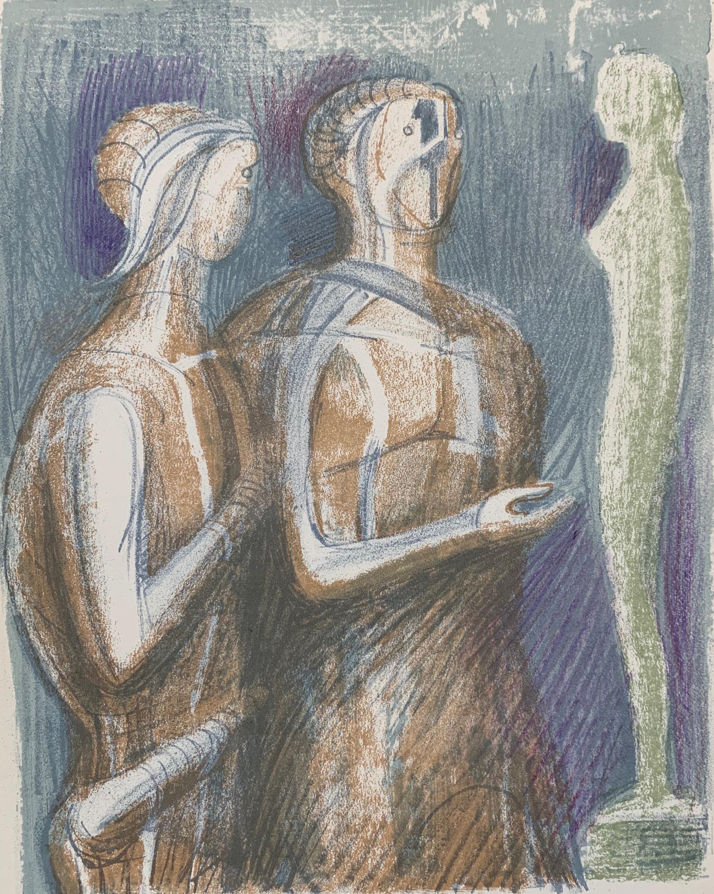 This piece is an original lithograph created by Henry Moore in 1950. It is from a portfolio entitled Promethee, which contained lithographic illustrations by Moore. This was published in an edition of 183, of the edition only 18 were signed. This