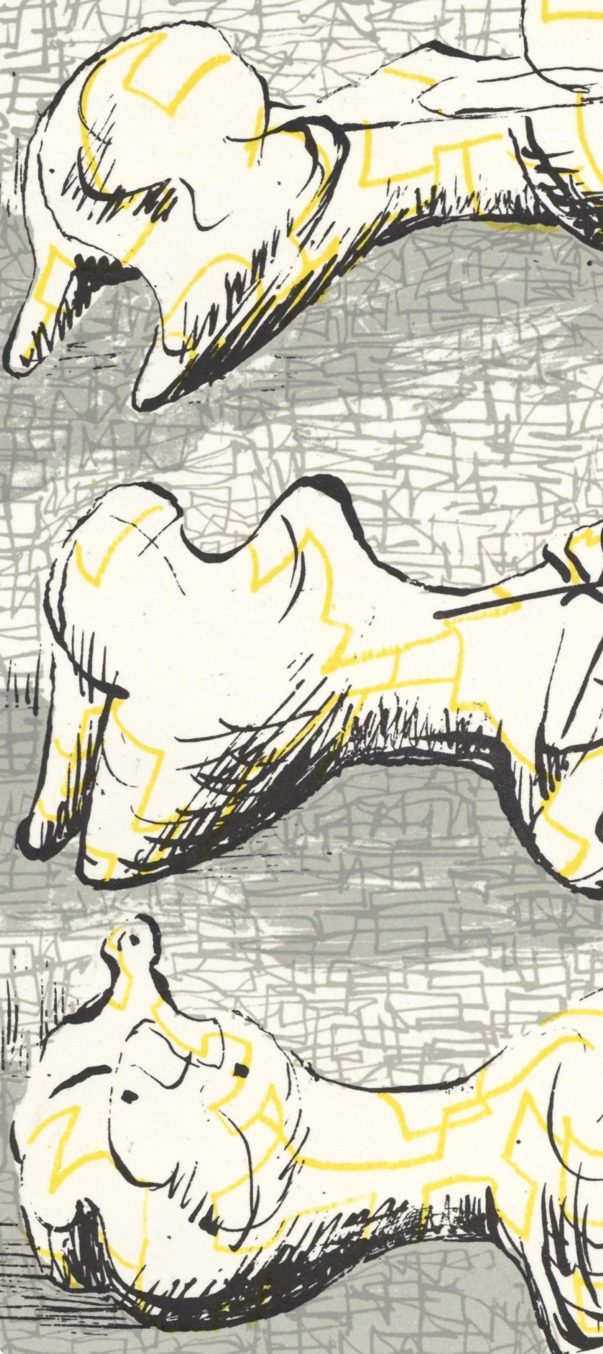 Moore, Composition (Cramer 182), XXe Siècle (after) - Beige Abstract Print by Henry Moore