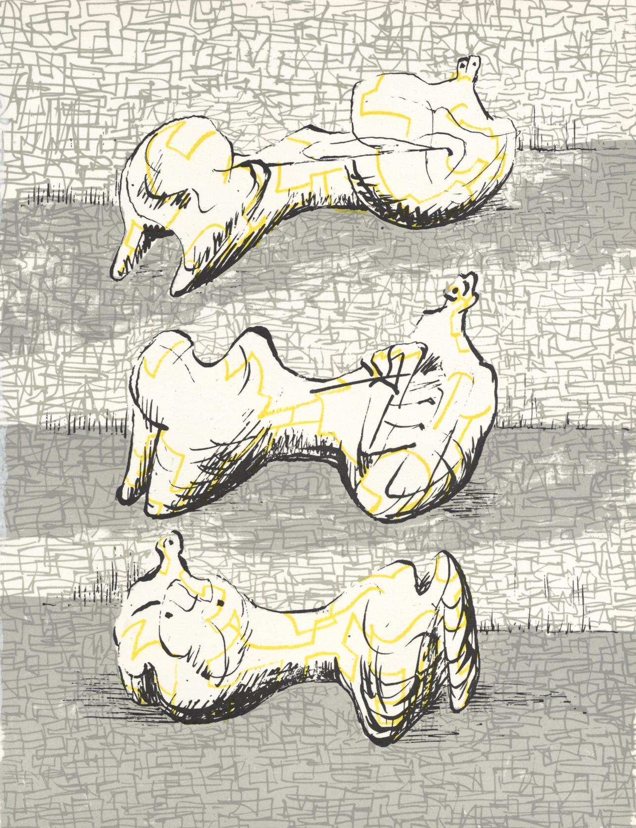 Henry Moore Abstract Print - Moore, Composition (Cramer 182), XXe Siècle (after)