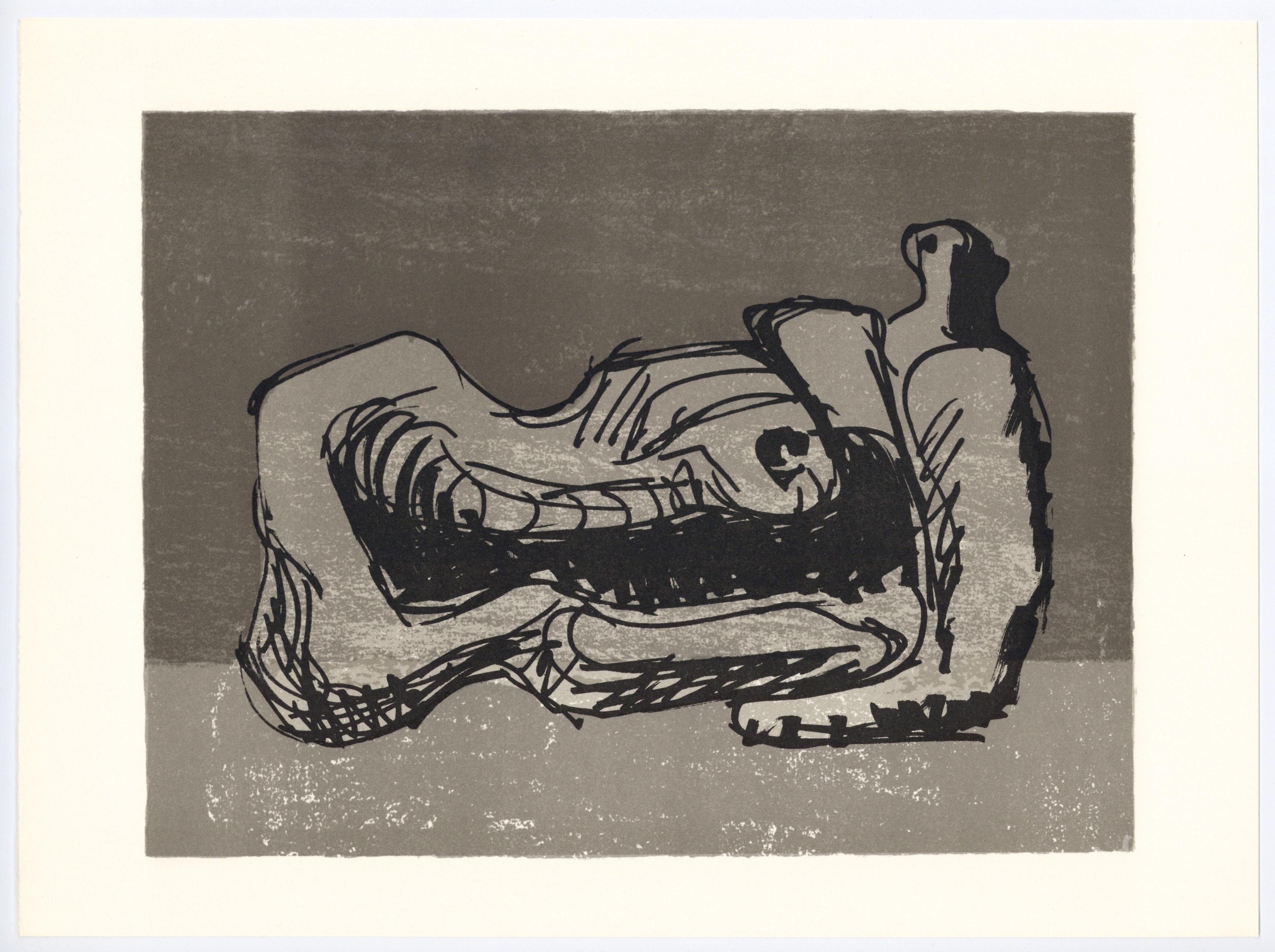 Moore, Composition, San Lazzaro et ses Amis, XXe Siècle (after) - Gray Abstract Print by Henry Moore