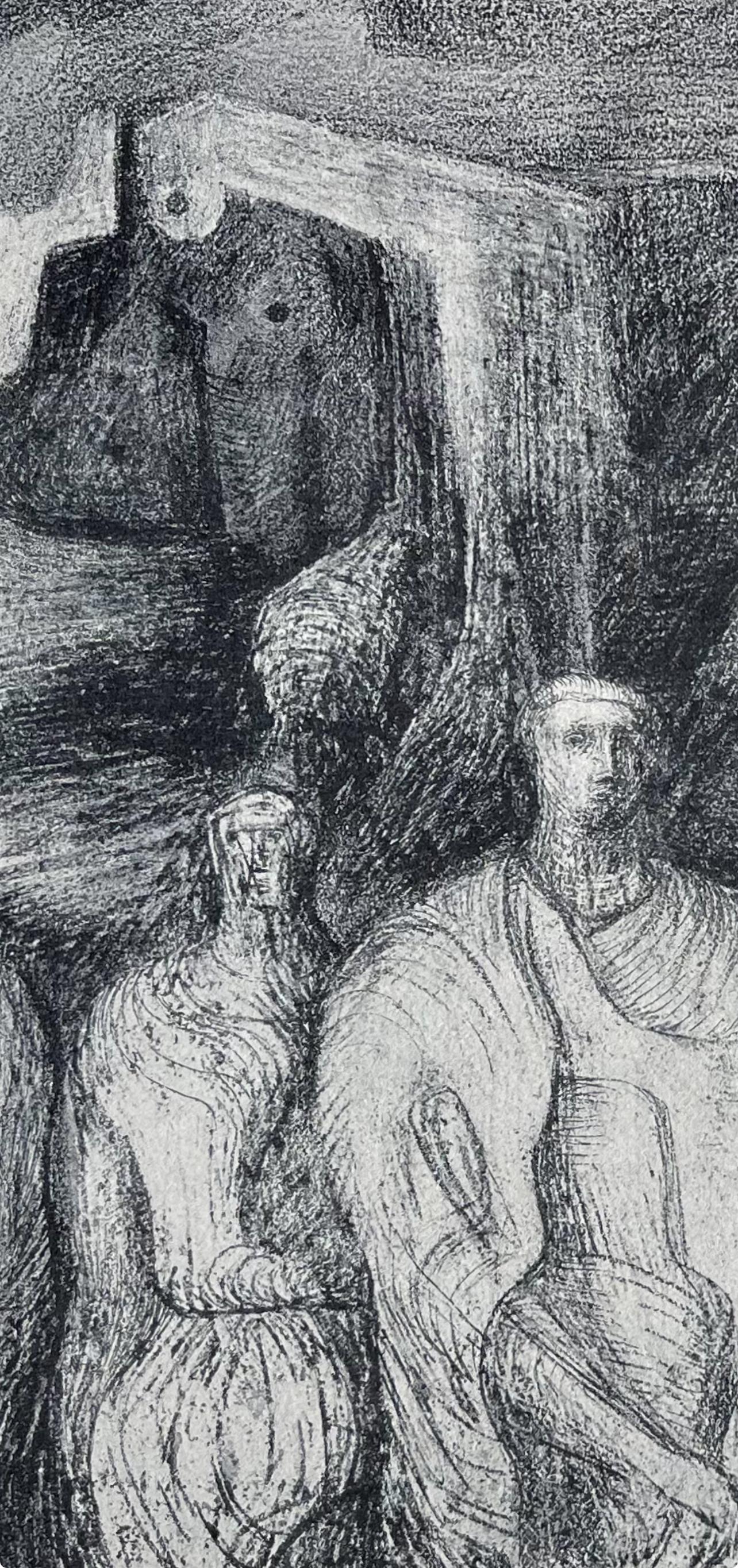 Moore, Figuren vor einem Hintergrund, Die Zeichnungen von Henry Moore (after) im Angebot 5