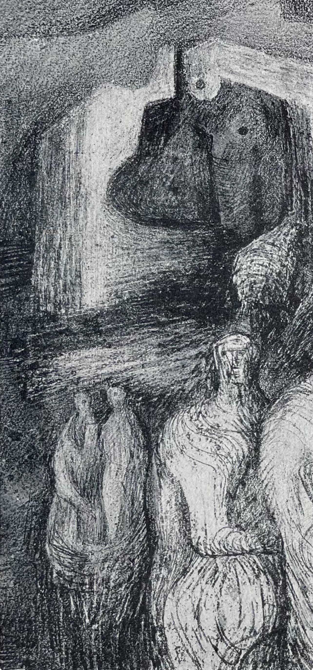 Moore, Figuren vor einem Hintergrund, Die Zeichnungen von Henry Moore (after) im Angebot 6