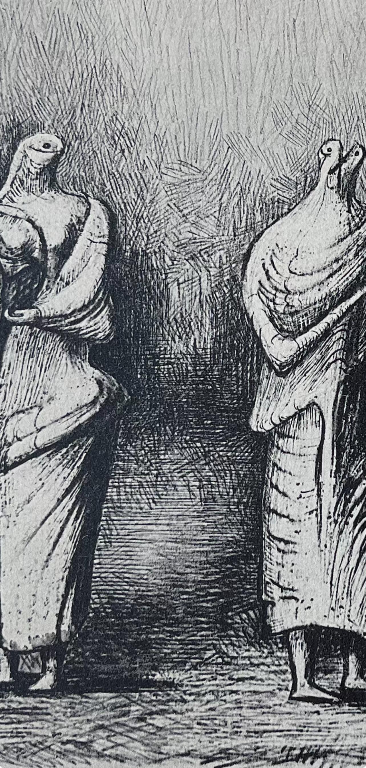 Moore, Groupe of Draped Standing Figures, Les dessins d'Henry Moore (d'après) en vente 2