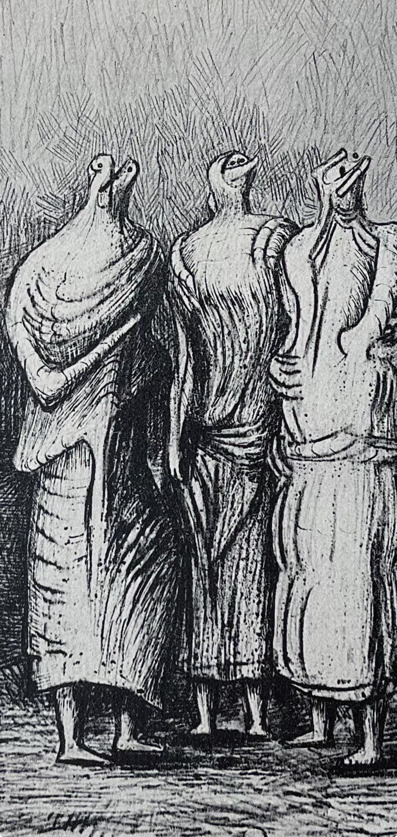 Moore, Groupe of Draped Standing Figures, Les dessins d'Henry Moore (d'après) en vente 3
