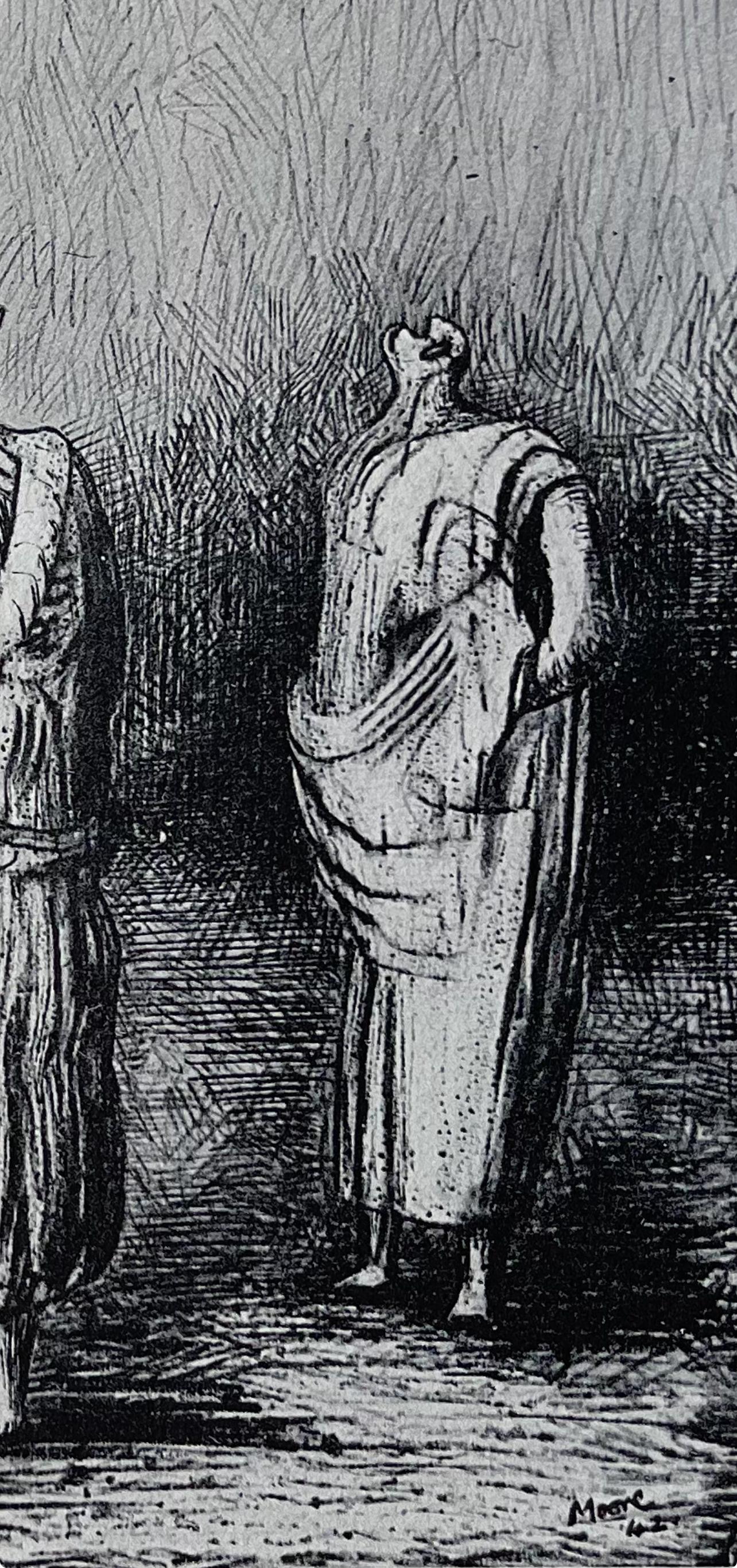 Moore, Groupe of Draped Standing Figures, Les dessins d'Henry Moore (d'après) en vente 5