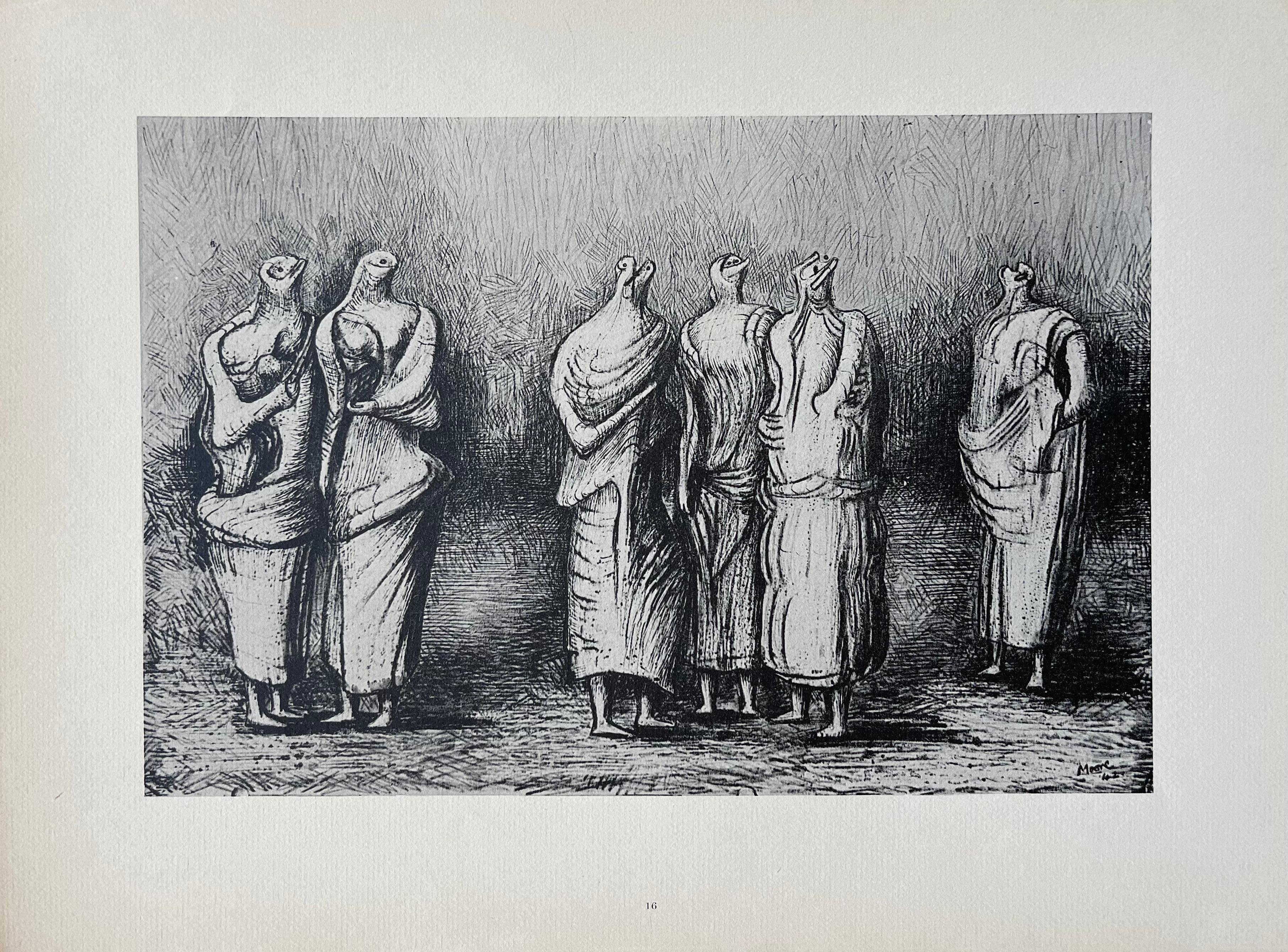 Moore, Groupe of Draped Standing Figures, Les dessins d'Henry Moore (d'après) en vente 6