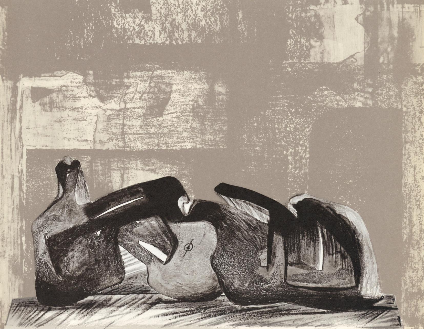 Henry Moore Figurative Print - Moore, Reclining Figure, Interior Setting I (Cramer 458), XXe Siècle (after)