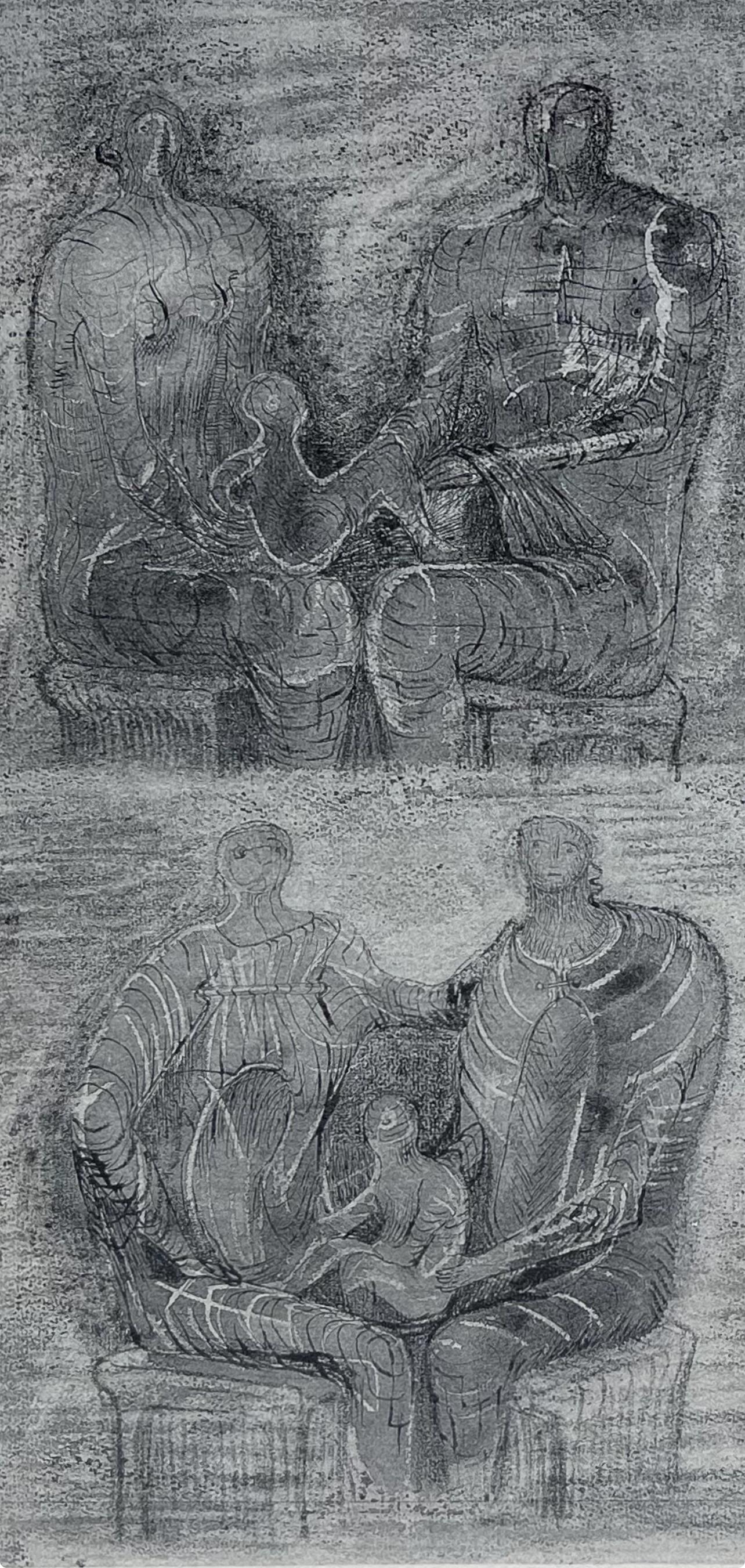 Moore, Studies for Family Group, The Drawings of Henry Moore (after) For Sale 1