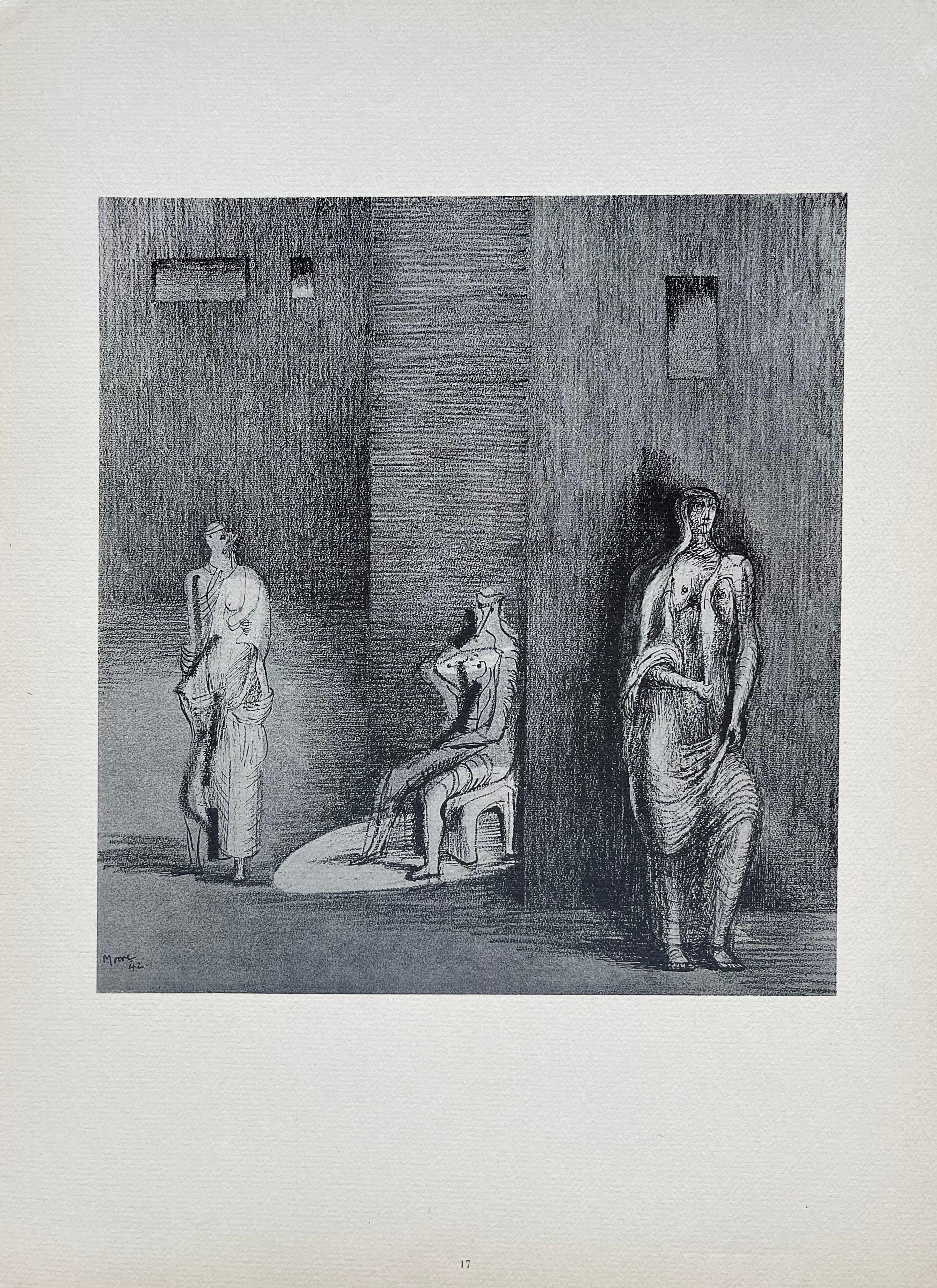 Moore, Three Figures in a Setting, The Drawings of Henry Moore (after) For Sale 6