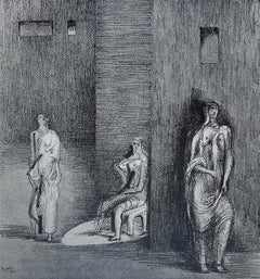 Moore, Three Figures in a Setting (Les dessins d'Henry Moore (d'après)