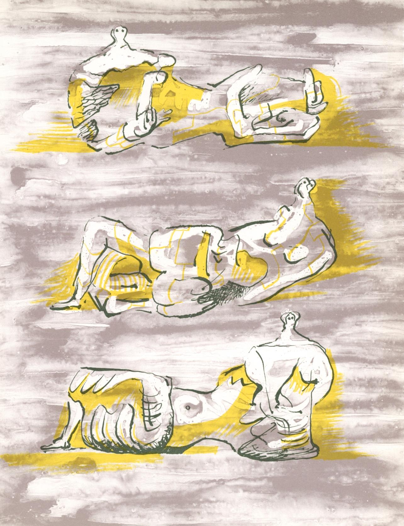 Henry Moore Figurative Print - Moore, Three Reclining Figures (Cramer 180), XXe Siècle (after)
