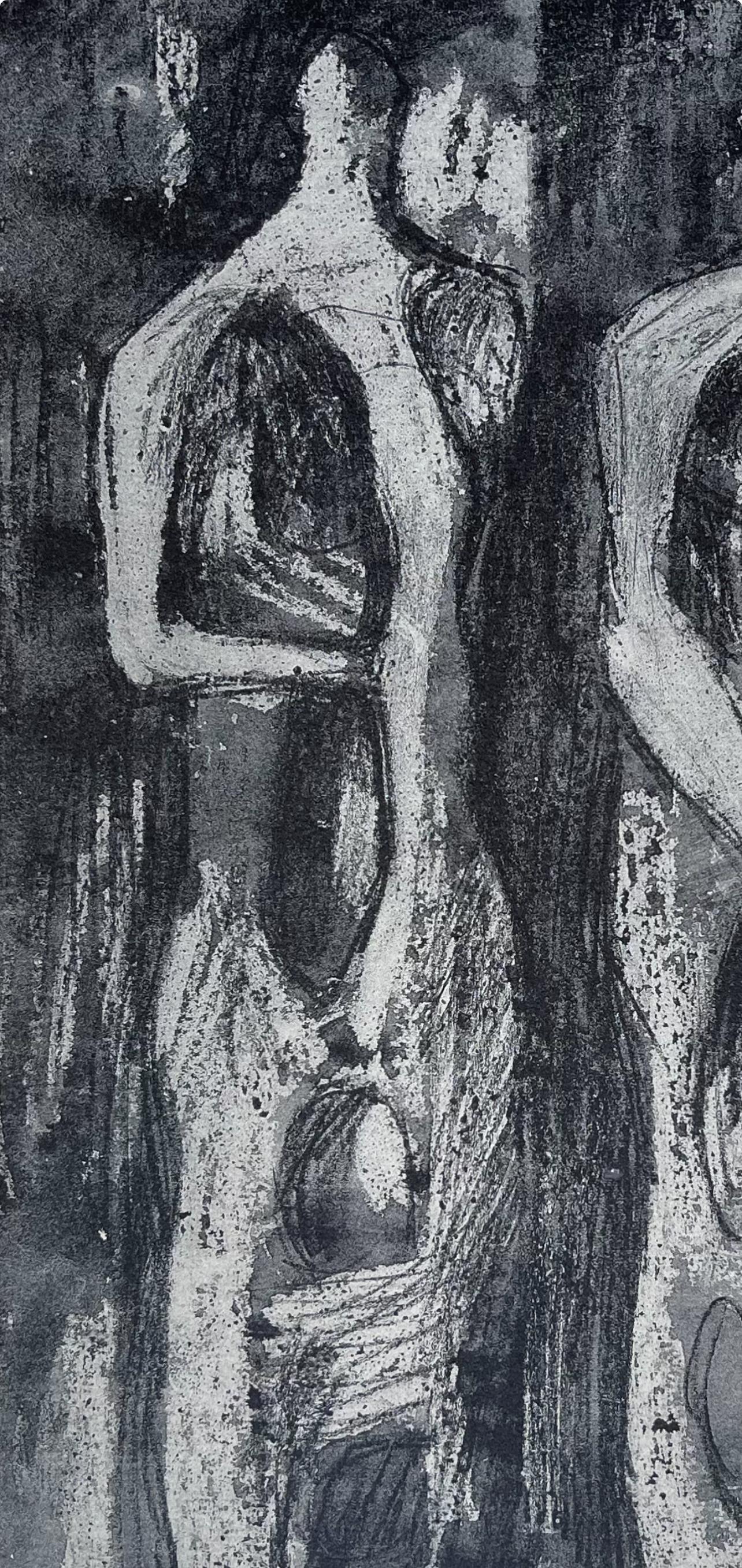 Moore, Zwei stehende Figuren, Die Zeichnungen von Henry Moore (nach) im Angebot 1