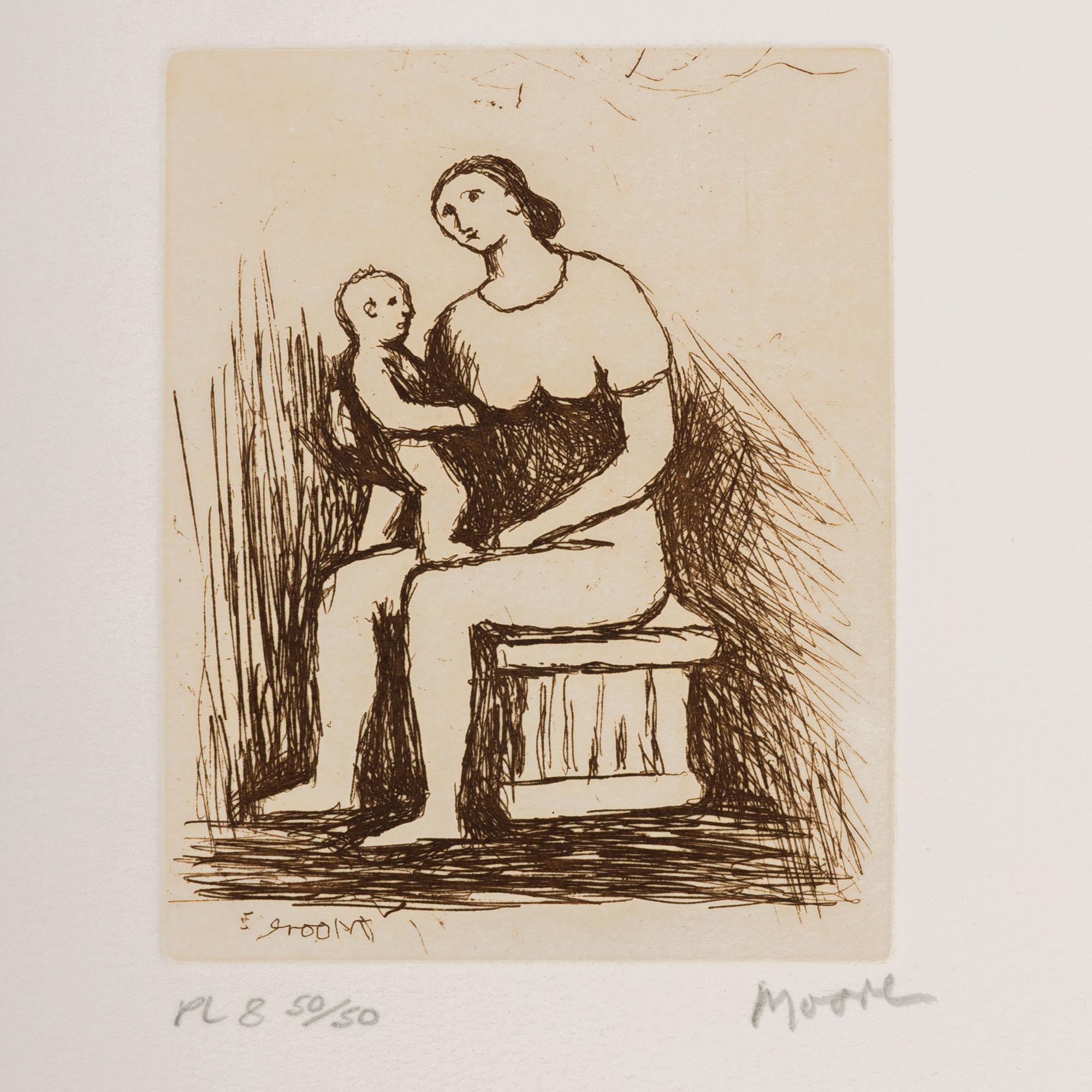Mother and Child - PL 8 – Print von Henry Moore