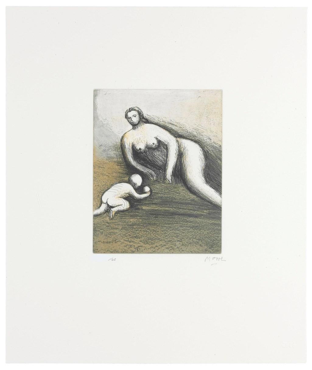 Henry Moore Portrait Print - Mother and Child VI