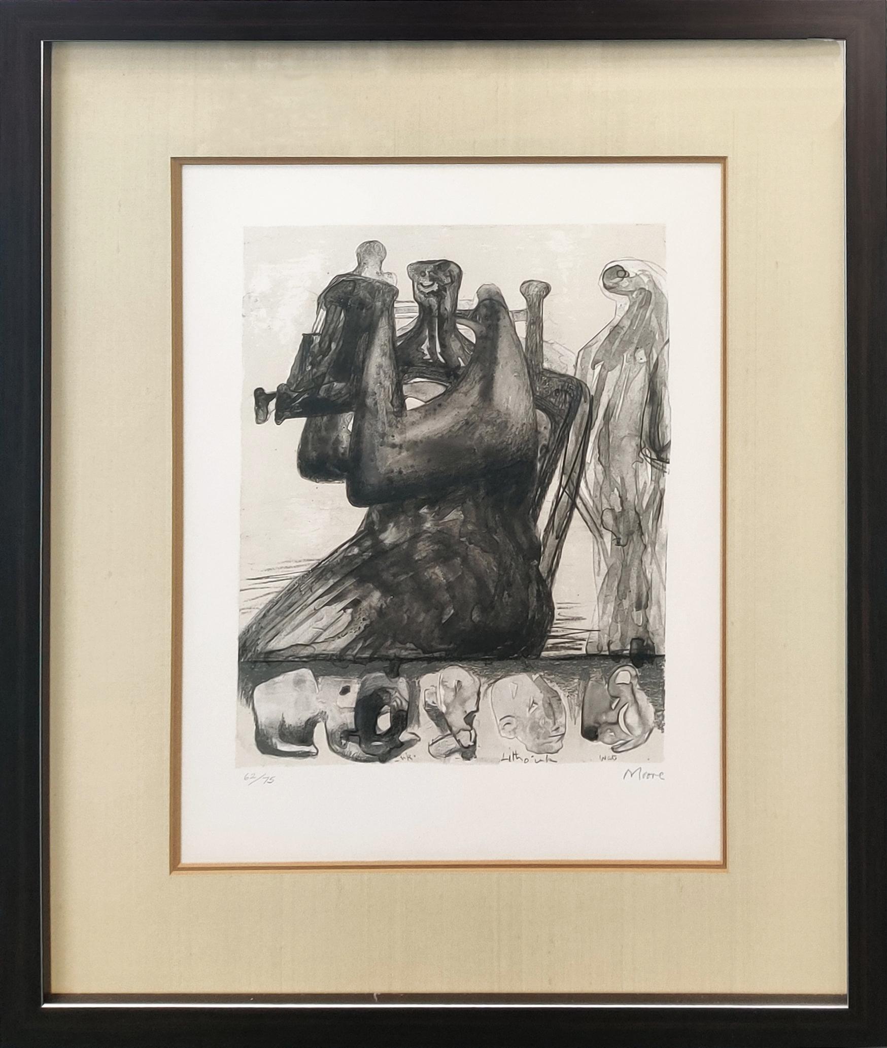 MOTHER AND CHILD WITH BORDER DESIGN - Print by Henry Moore