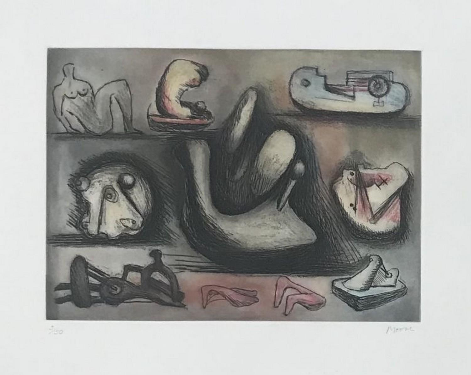 Henry Moore Abstract Print - No title