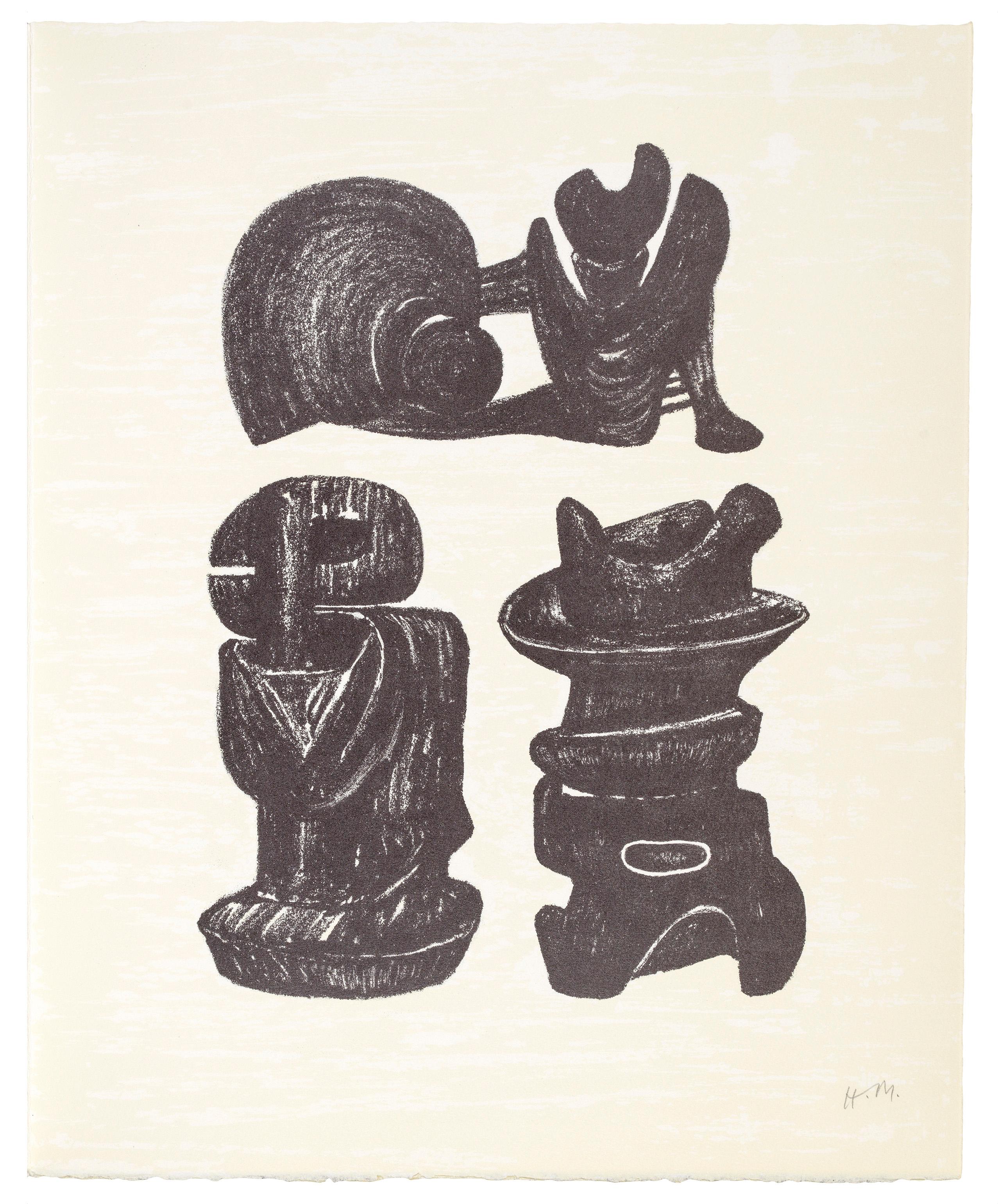 Poetry: Three Sculptural Forms - Henry Moore, Prints, Lithograph, Contemporary