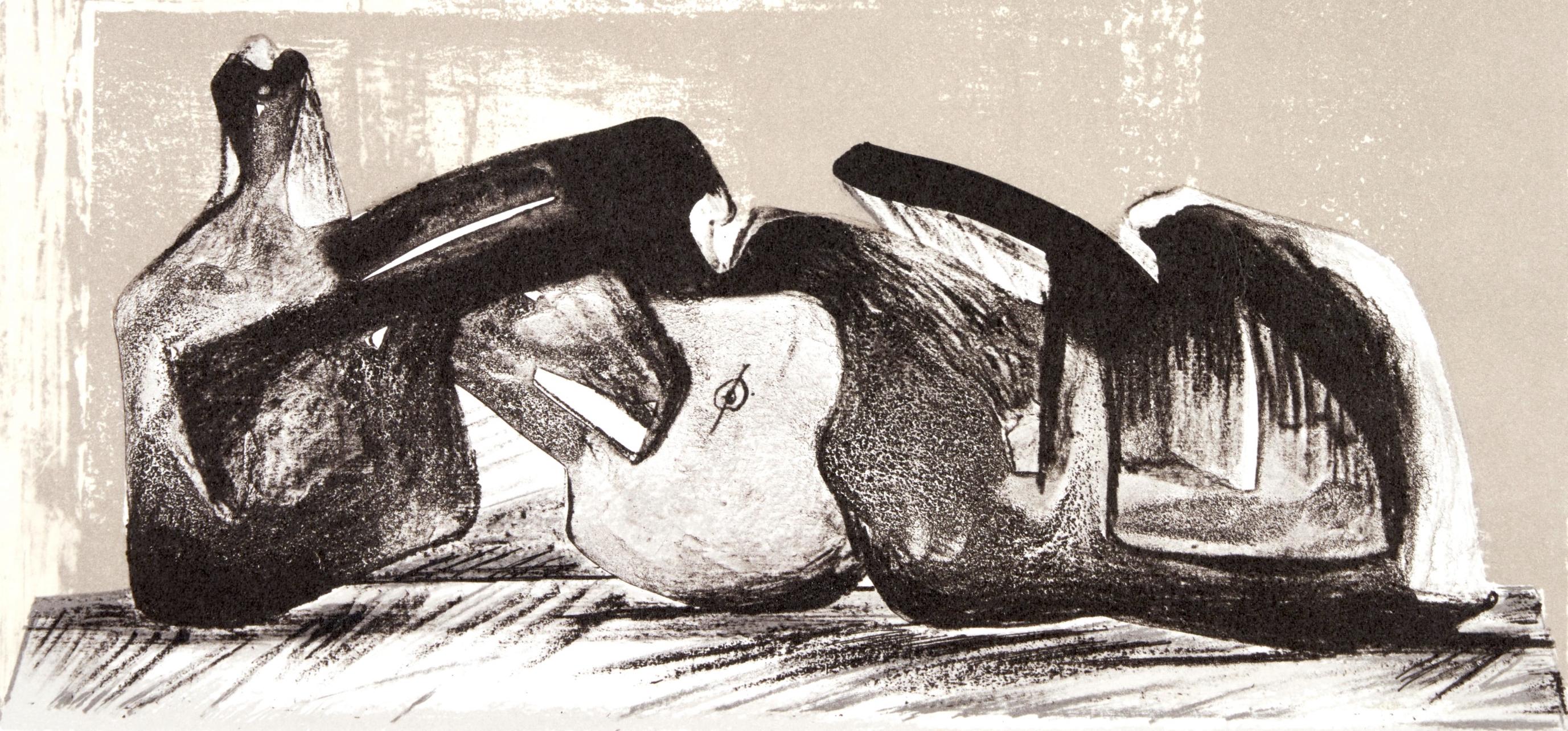 Reclining Figure Interior Setting I (Cramer 458), XXe siècle - Print by Henry Moore