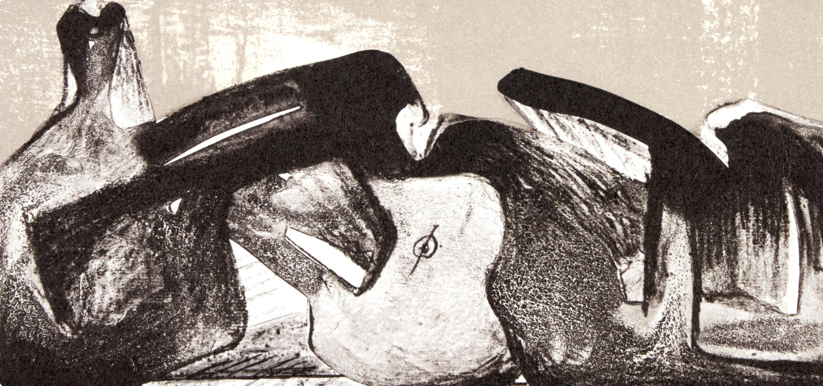 Reclining Figure Interior Setting I (Cramer 458), XXe siècle - Modern Print by Henry Moore