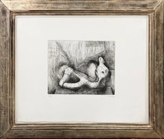Figura reclinata: Sfondo II di Piranesi (acquaforte firmata a mano)