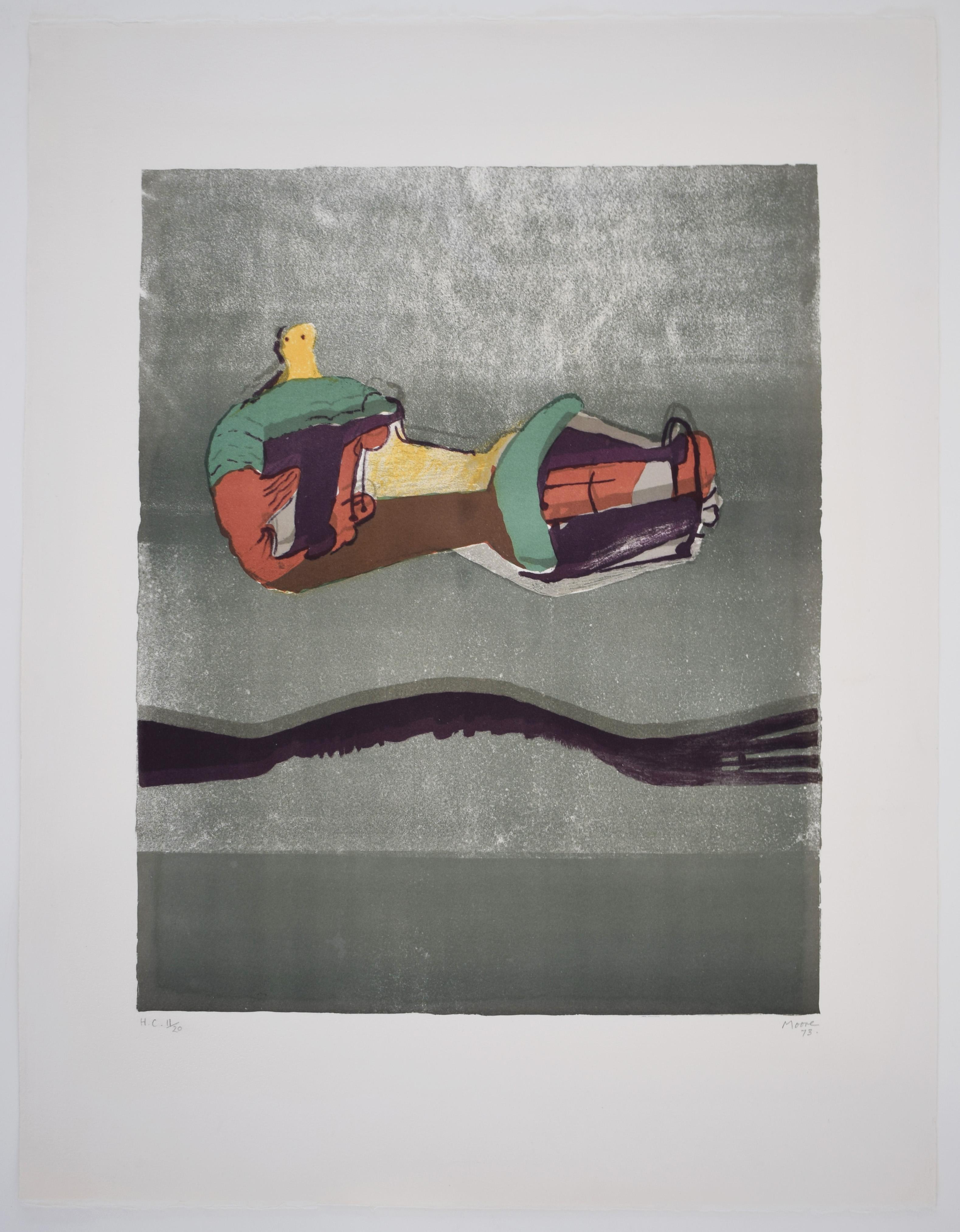 Reclining Figure with Sea Background, from: Reclining Figures - British Modern - Print by Henry Moore