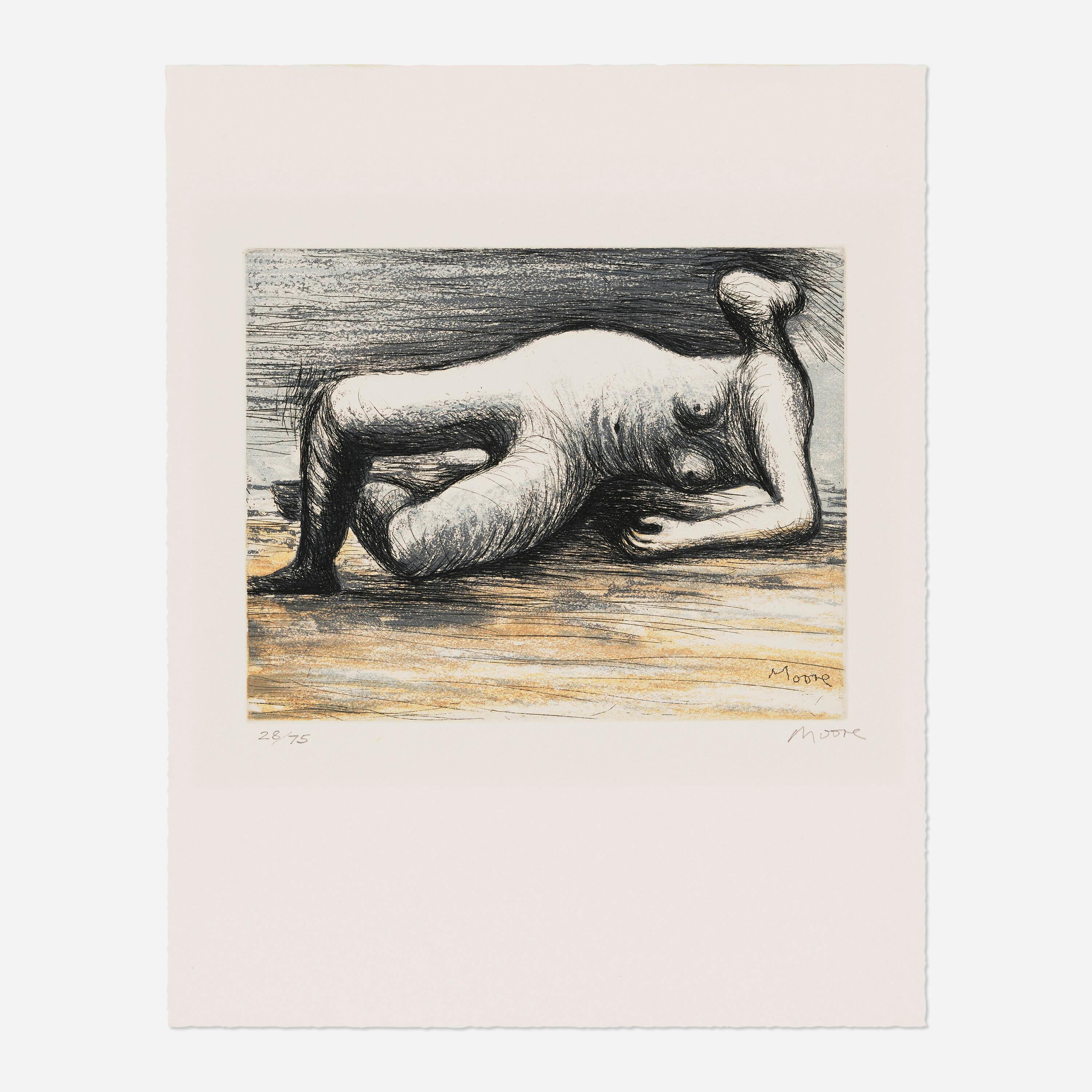 Nude Print di Henry Moore - Nudo reclinato - da Sketchbook 1980