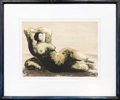 Reclining Woman on Sea Shore (framed hand signed lithograph)