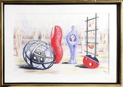 Skulpturale Objekte, surrealistischer Siebdruck von Henry Moore